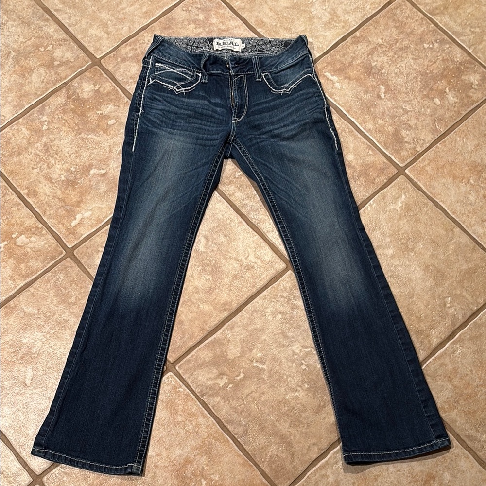 Women's Ariat Real Mid Rise boot cut Blue Jeans